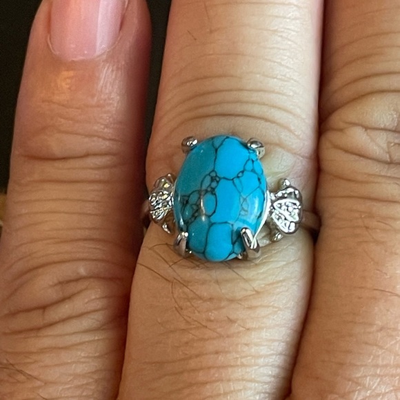 Boho turquoise stone S925 silver ring size 7.25 - Picture 6 of 9